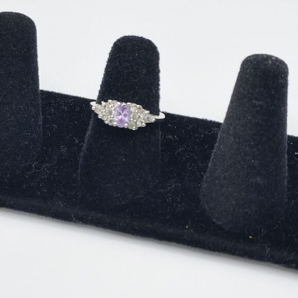 Silver amethyst diamond ring - Picture 1 of 10